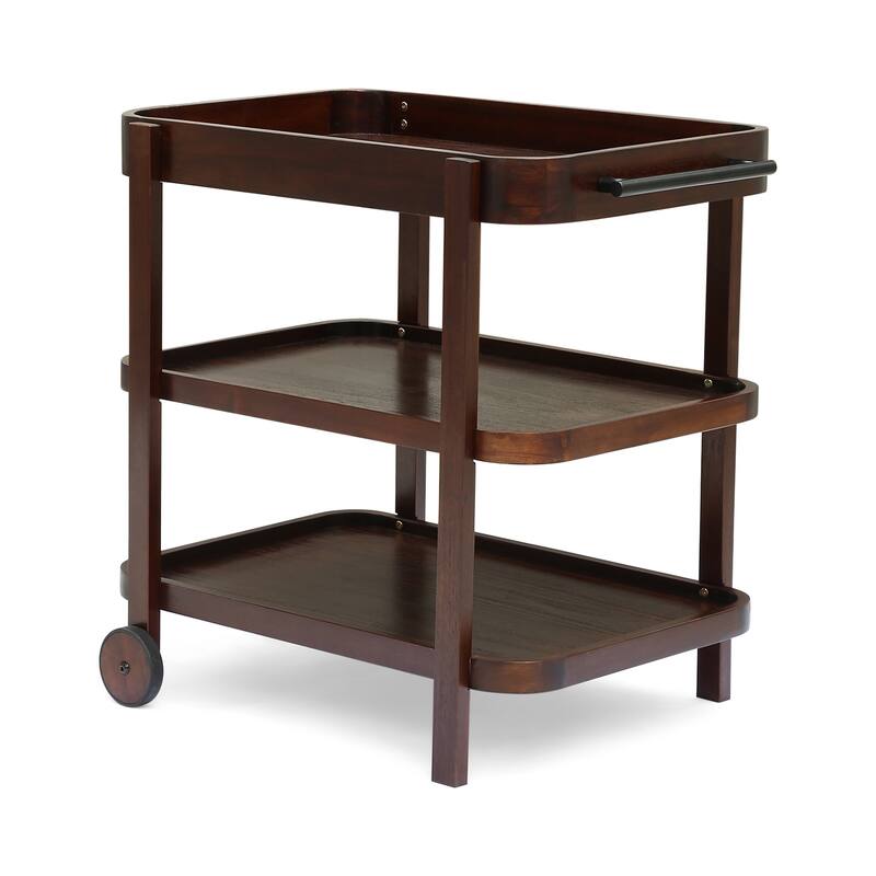 Pine Valley Outdoor Traditional Acacia Wood Bar Cart with 3 Shelves by Christopher Knight Home - brown mahogany