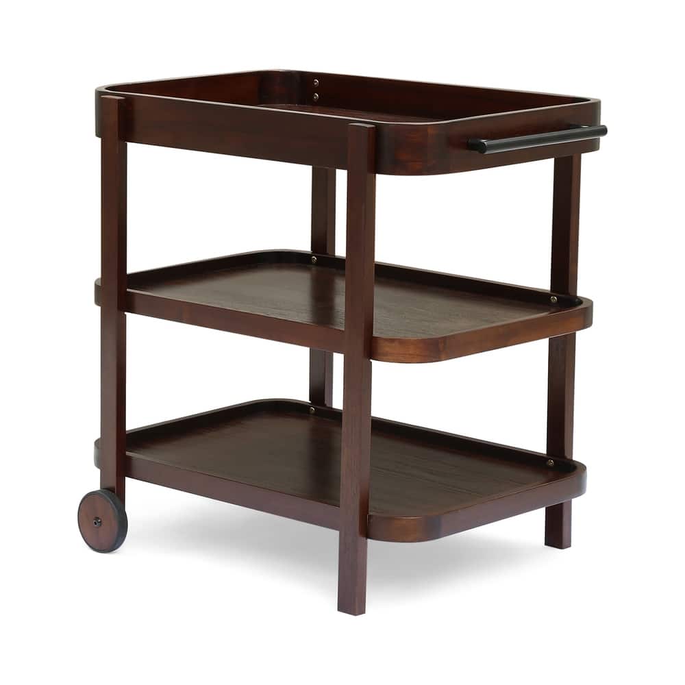 Pine Valley Outdoor Traditional Acacia Wood Bar Cart with 3 Shelves by Christopher Knight Home