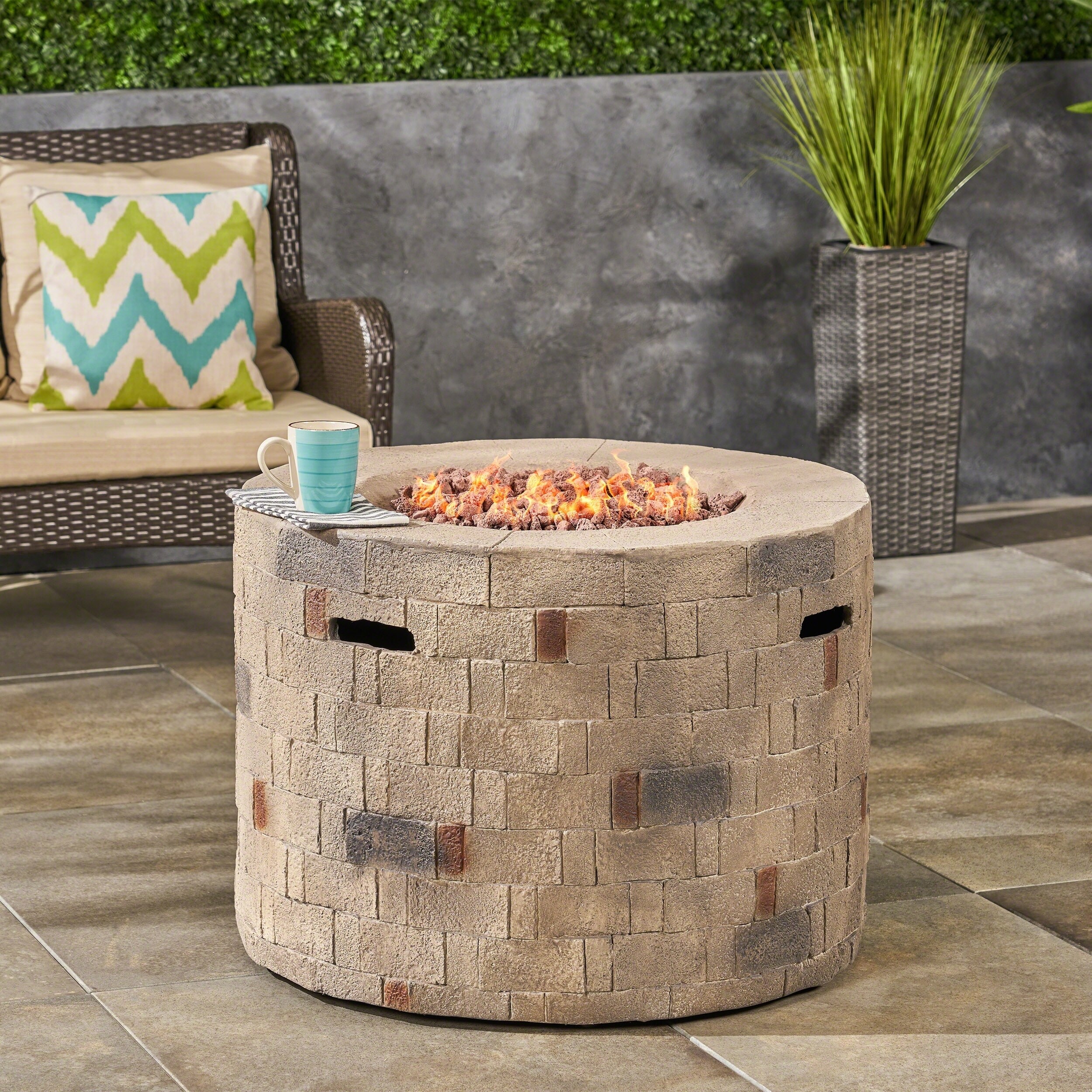 Dino Outdoor Lightweight Concrete Circular Fire Pit By Ebay