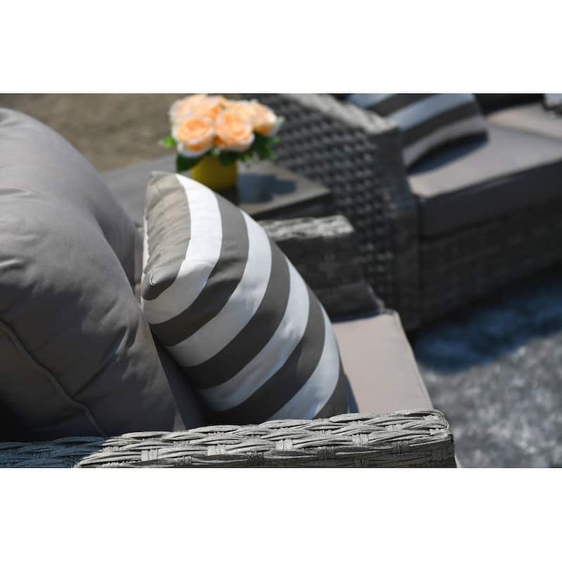 5-piece Patio Wicker Chat Set with Gas Fire Pit Table