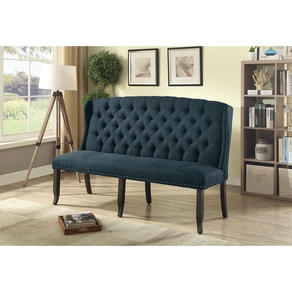Shop Tufted High Back 3-Seater Love Seat Bench With ...
