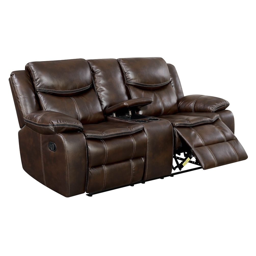 Shop Transitional Style Double Recliner Love Seat With Center