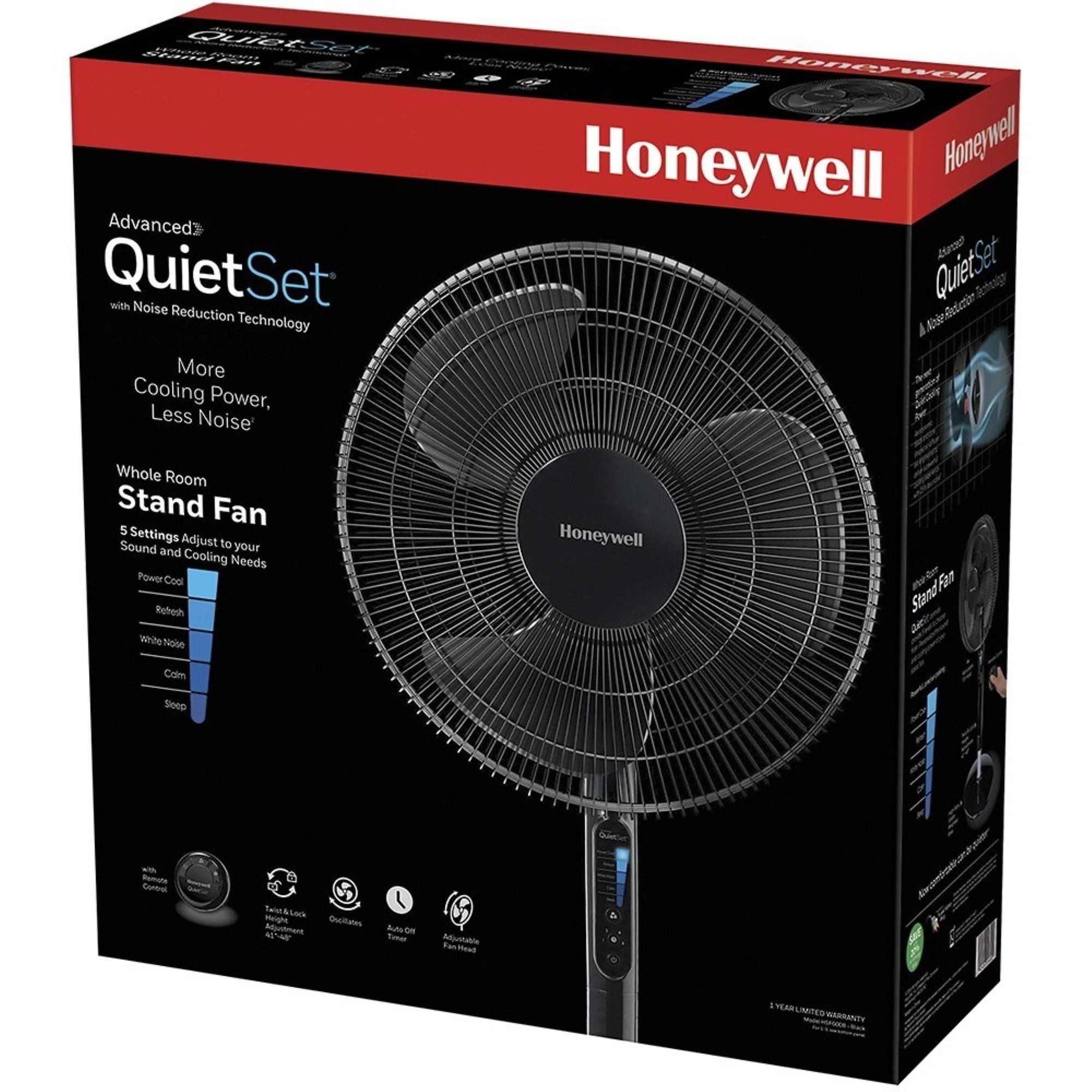 Honeywell Advanced QuietSet with Noise Reduction Technology 16 Whole Room Pedestal Fan HSF600B