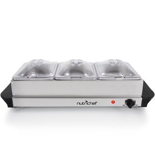 NutriChef PKBFWM21 Hot Plate Food Warmer & Buffet Server Chafing Dish Set Portable Steel