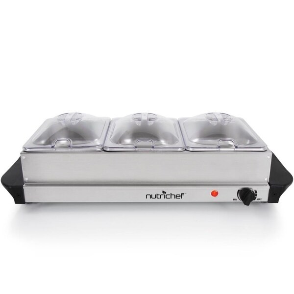 NutriChef PKBFWM21 Hot Plate Food Warmer & Buffet Server Chafing Dish Set Portable Steel