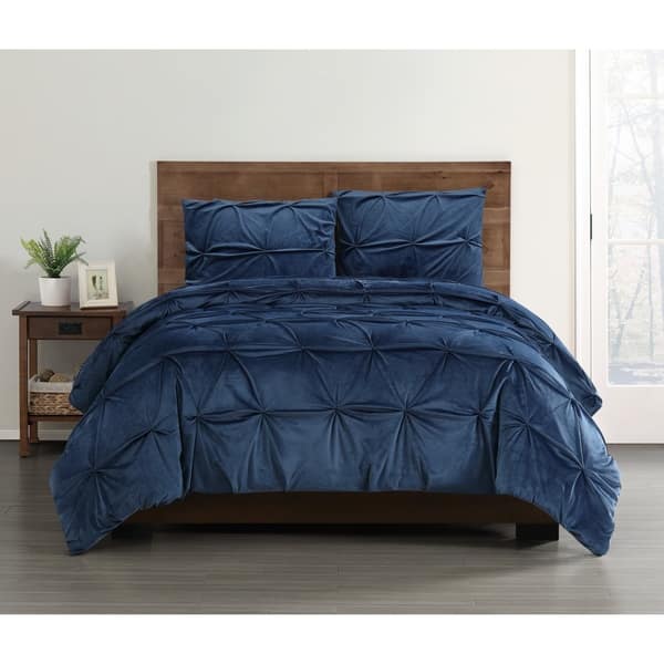 Shop Truly Soft Pleated Velvet 3 Piece King Size Comforter Set In