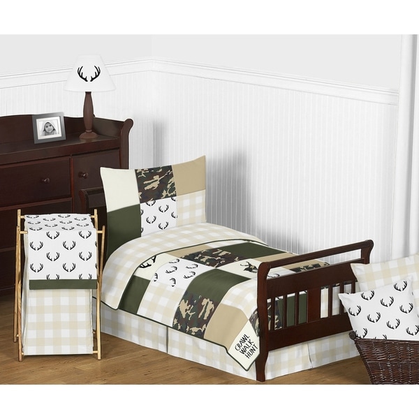 Shop Sweet Jojo Designs Green Beige Deer Buffalo Plaid ...