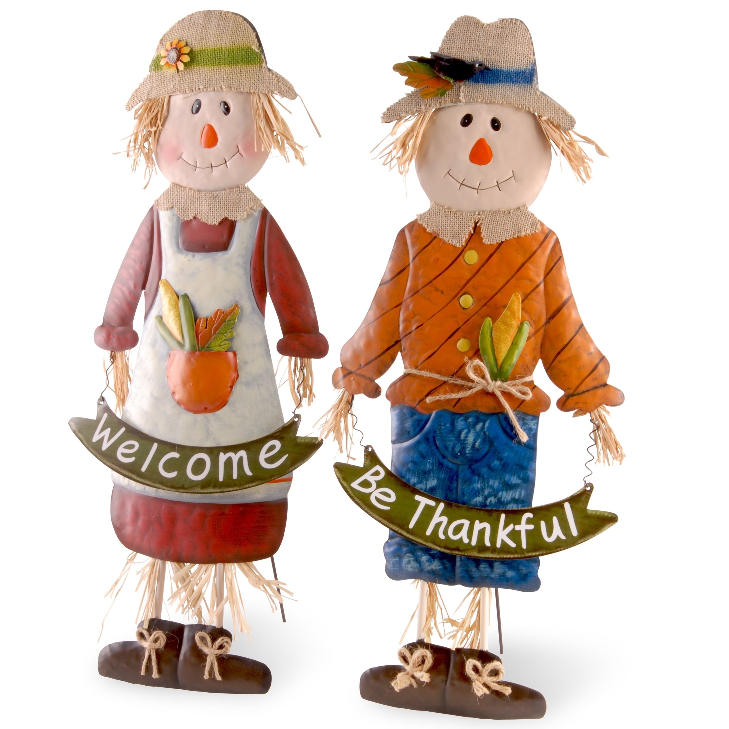 National Tree Company Metal Scarecrow Standing Fall Decoration, Pack of 2, Autumn Collection, 27 inches - 27 in