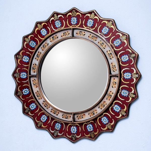 Handmade Ruby Medallion Mirror (Peru) - Free Shipping Today - Overstock ...