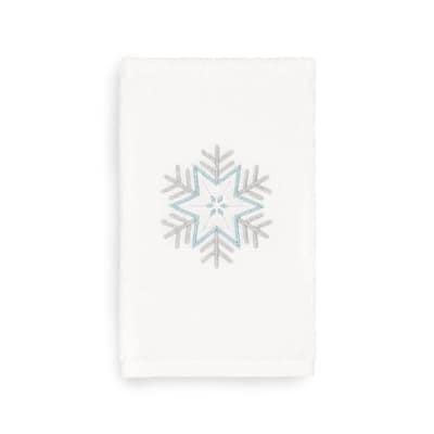 Authentic Hotel and Spa Turkish Cotton Large Snowflake White Hand Towel