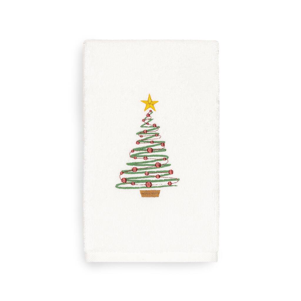 Authentic Hotel and Spa Turkish Cotton Christmas Tree White Hand Towel