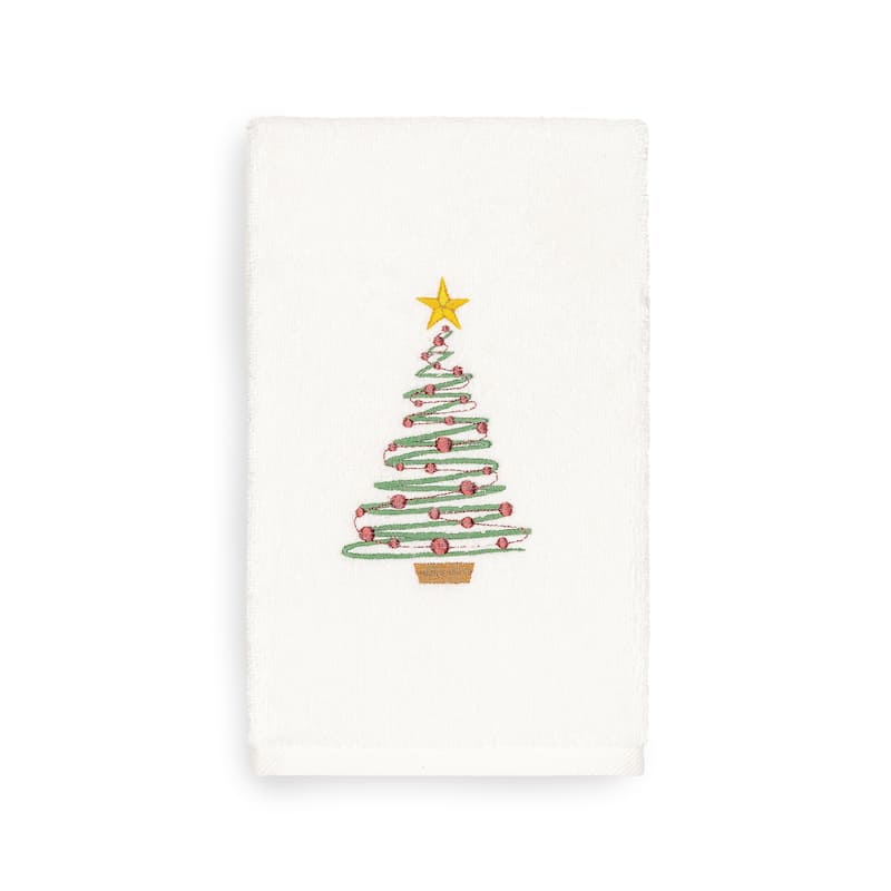 Authentic Hotel and Spa Turkish Cotton Christmas Tree White Hand Towel