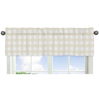 Sweet Jojo Designs Beige and White Buffalo Plaid Check Woodland Camo Collection Window Curtain Valance