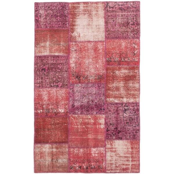 Ecarpetgallery Hand Knotted Color Transition Patch Dark Burgundy Wool Rug 5 1 X 8 4