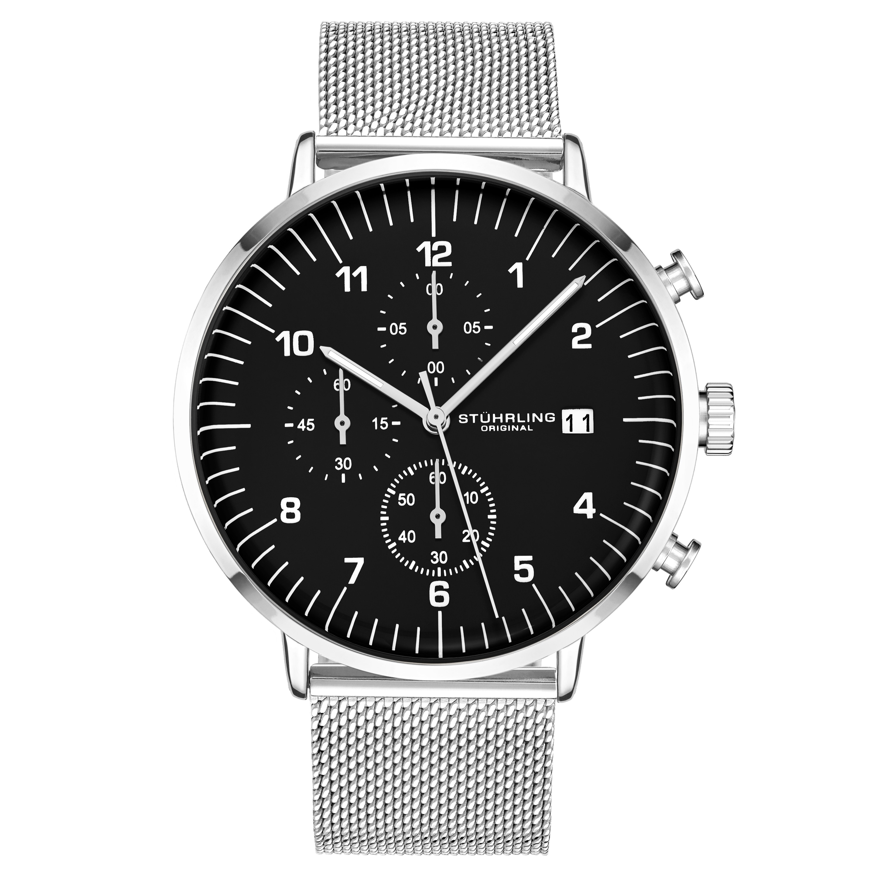 stuhrling men's chronograph watch with mesh band