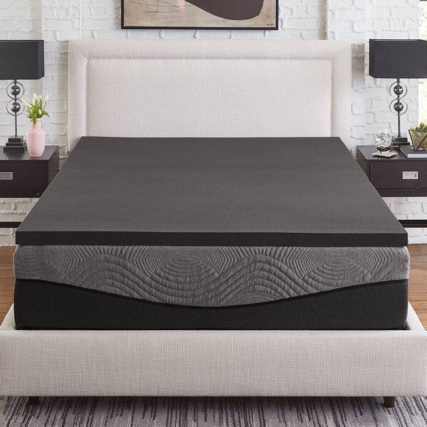 Slumber Solutions Active 2inch Charcoal Memory Foam Topper Bed Bath