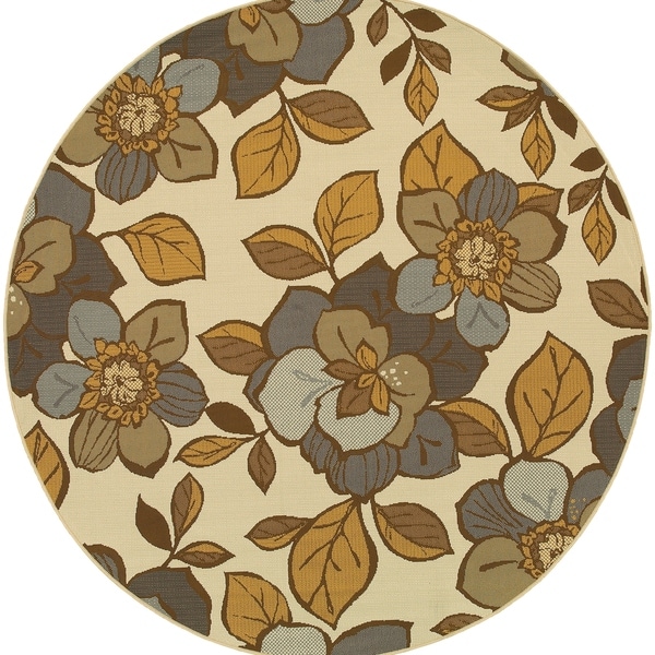 Round Rug/ Bali 7 Ft.10 In. X 7 Ft.10 In./ Outdoor/ Floral - 7'10" Round