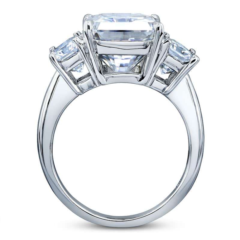 Annello by Kobelli 14k White Gold 6 3/4 Carat TGW 3 Stone Radiant Cut Forever One Moissanite Statement Engagement Ring (DEF/VS)
