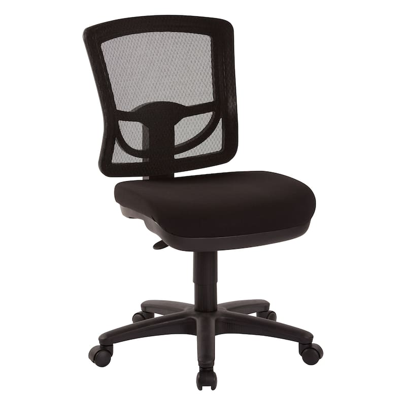Mesh Back Armless Task Chair with Paded Coal FreeFlex Fabric Seat, Ratchet Back and Pneumatic Control