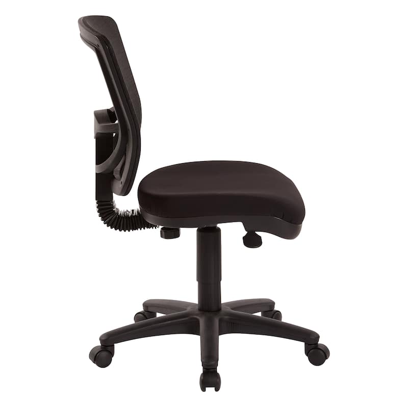 Mesh Back Armless Task Chair with Paded Coal FreeFlex Fabric Seat, Ratchet Back and Pneumatic Control