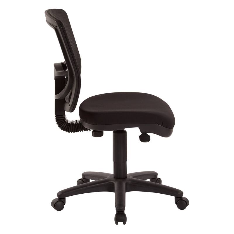 Mesh Back Armless Task Chair with Paded Coal FreeFlex Fabric Seat, Ratchet Back and Pneumatic Control