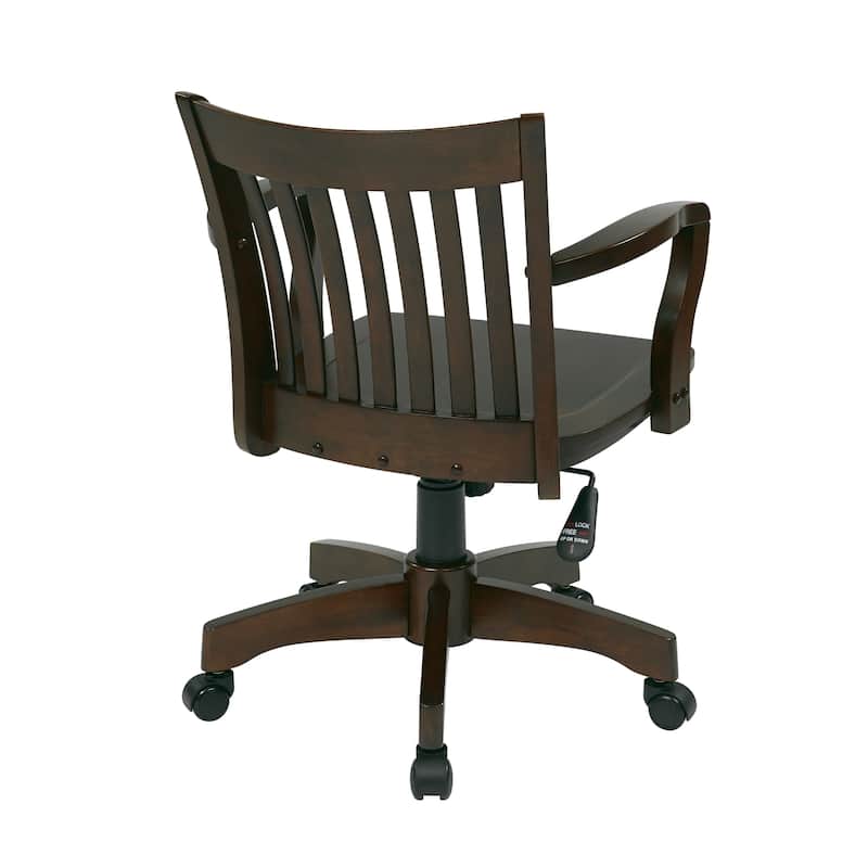 OSP Home Furnishings Deluxe Wood Bankers Chair with Wood Seat in Espresso Wood Finish