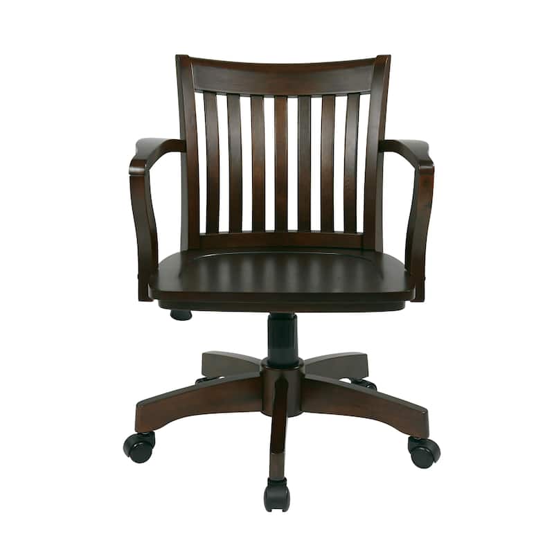 OSP Home Furnishings Deluxe Wood Bankers Chair with Wood Seat in Espresso Wood Finish
