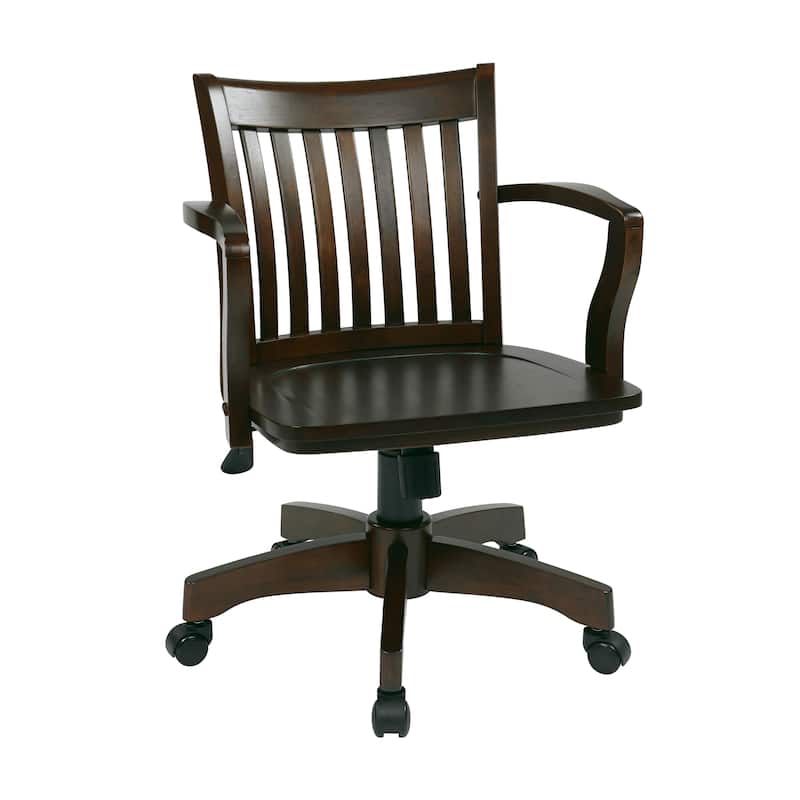OSP Home Furnishings Deluxe Wood Bankers Chair with Wood Seat in Espresso Wood Finish - Espresso