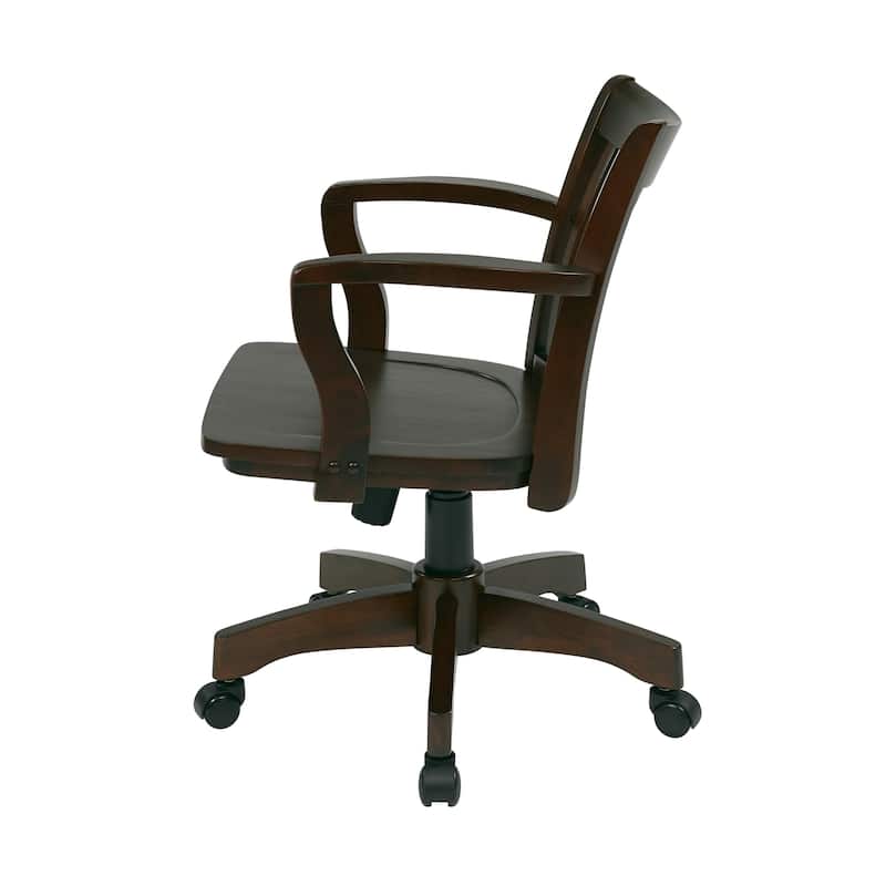 OSP Home Furnishings Deluxe Wood Bankers Chair with Wood Seat in Espresso Wood Finish