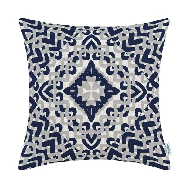 Modern Geometric Compass 18 X 18 inches Navy Blue Grey