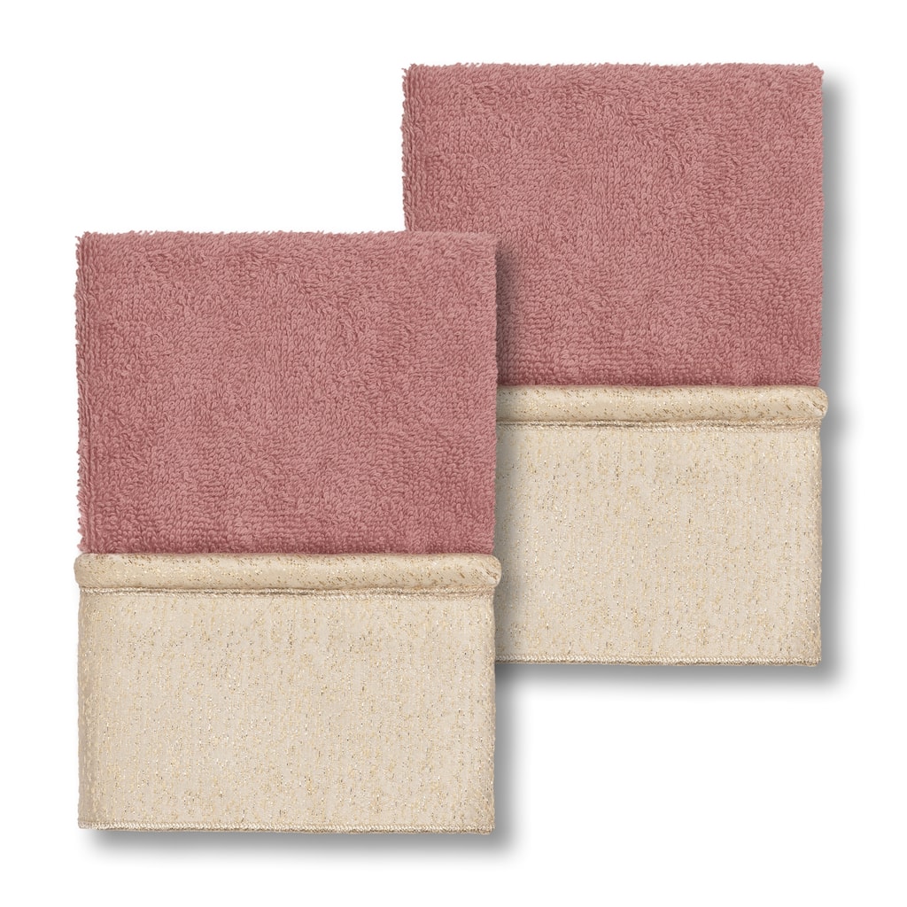 Authentic Hotel and Spa Turkish Cotton Della Jacquard Tea Rose 2-piece Washcloth Set