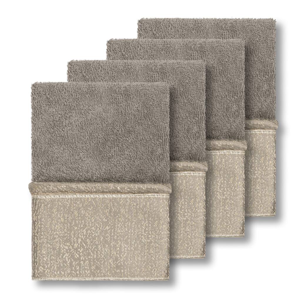 Authentic Hotel and Spa Turkish Cotton Della Jacquard Dark Grey 4-piece Washcloth Set