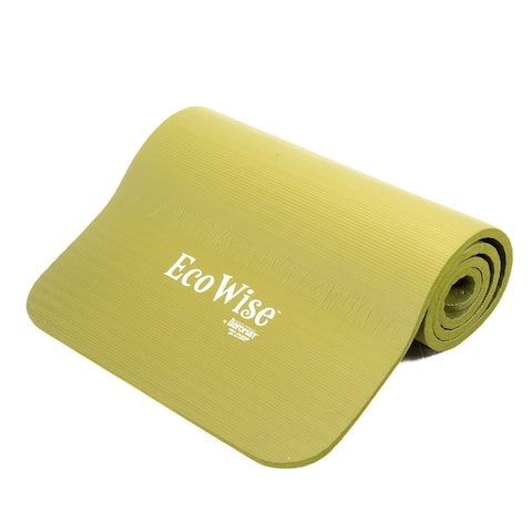 EcoWise Deluxe Workout/Pilates Mat, Extra Thick, Portable, Olive Color, 5/8" thick x 22" width x 72" length - Green