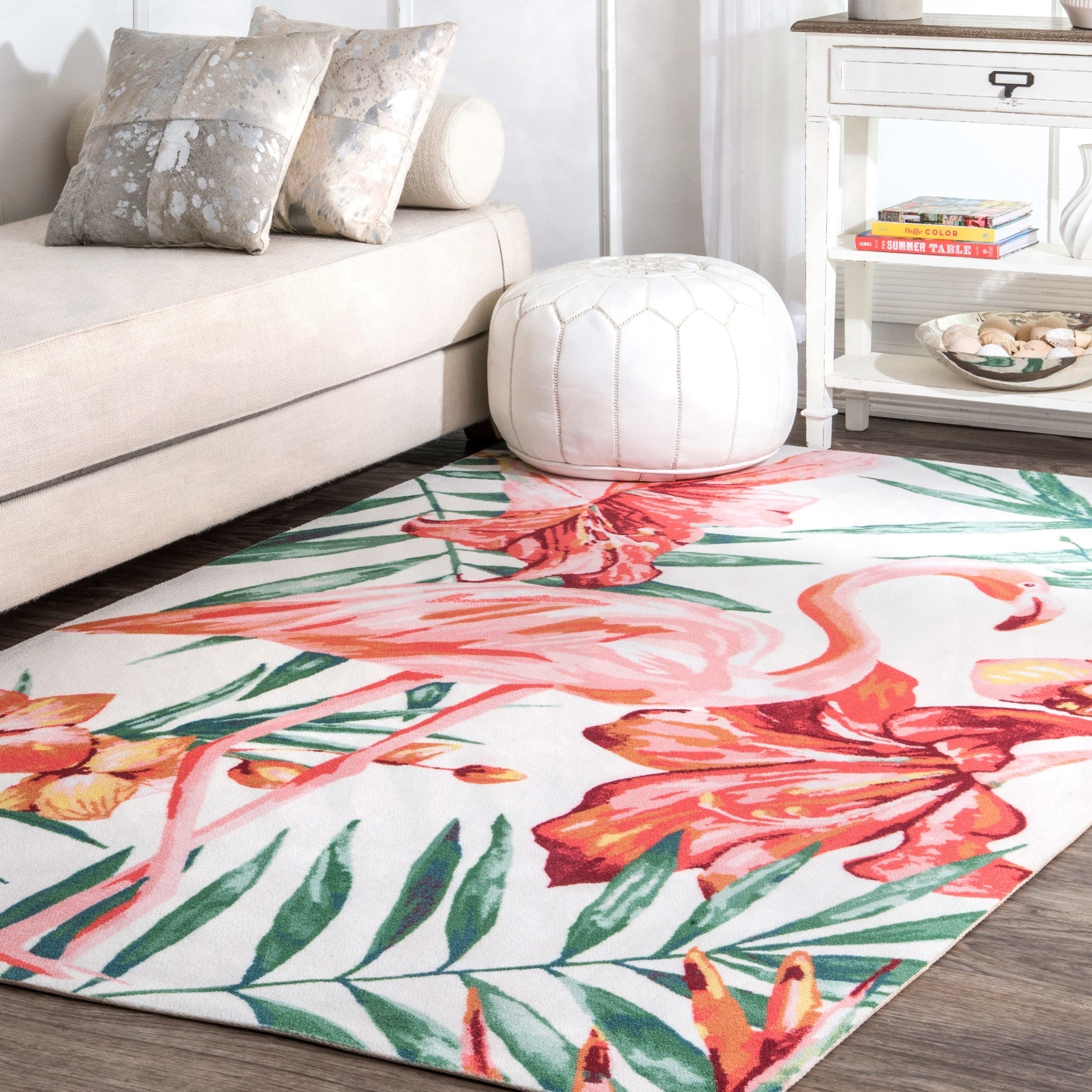 Rugs Carpets Tropical Leaves Flamingo Geometric Patterns