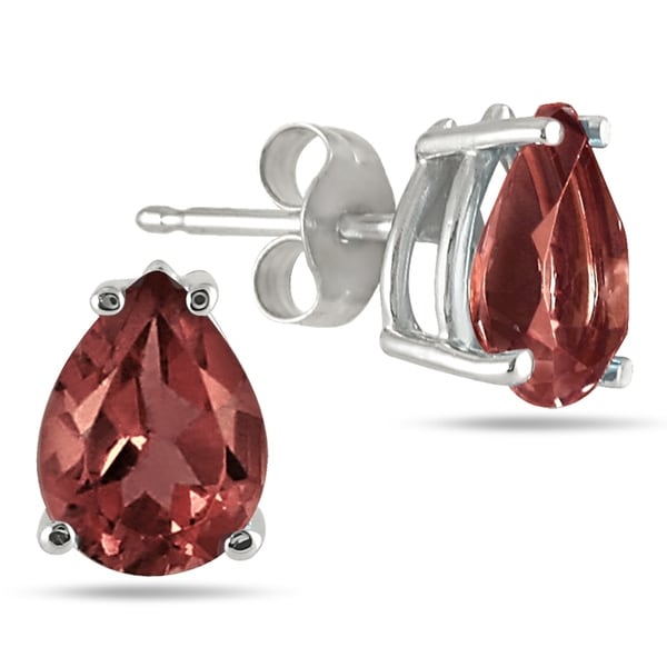 All Natural Genuine 5x3 Mm Pear Shape Garnet Earrings Set In All Natural Genuine 5x3 Mm Pear Shape Garnet Earrings Set In 14k White Gold