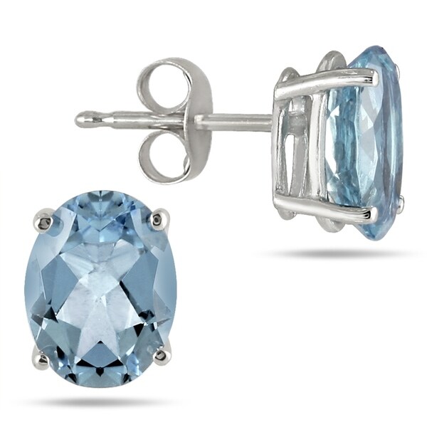 Genuine Natural Aquamarine Oval Shape Gold Plated DIY Earring Pair Connectors 