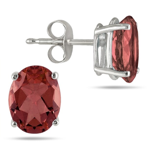 All Natural Genuine 5x3 Mm Oval Garnet Earrings Set In 14k White Gold All Natural Genuine 5x3 Mm Oval Garnet Earrings Set In 14k White Gold