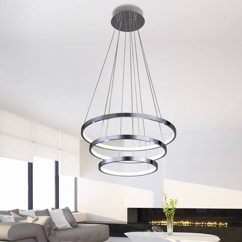Finestra Chrome 3-Light LED Pendant with Clear Shade (Adjustable Height)