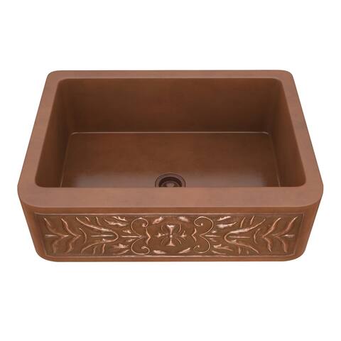ANZZI Orchard Farmhouse 30" Single Bowl Kitchen Sink-Polished Copper - polished antique copper