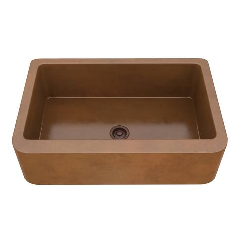 ANZZI Venture Farmhouse 33" Single Bowl Kitchen Sink-Polished Copper - polished antique copper - polished antique copper