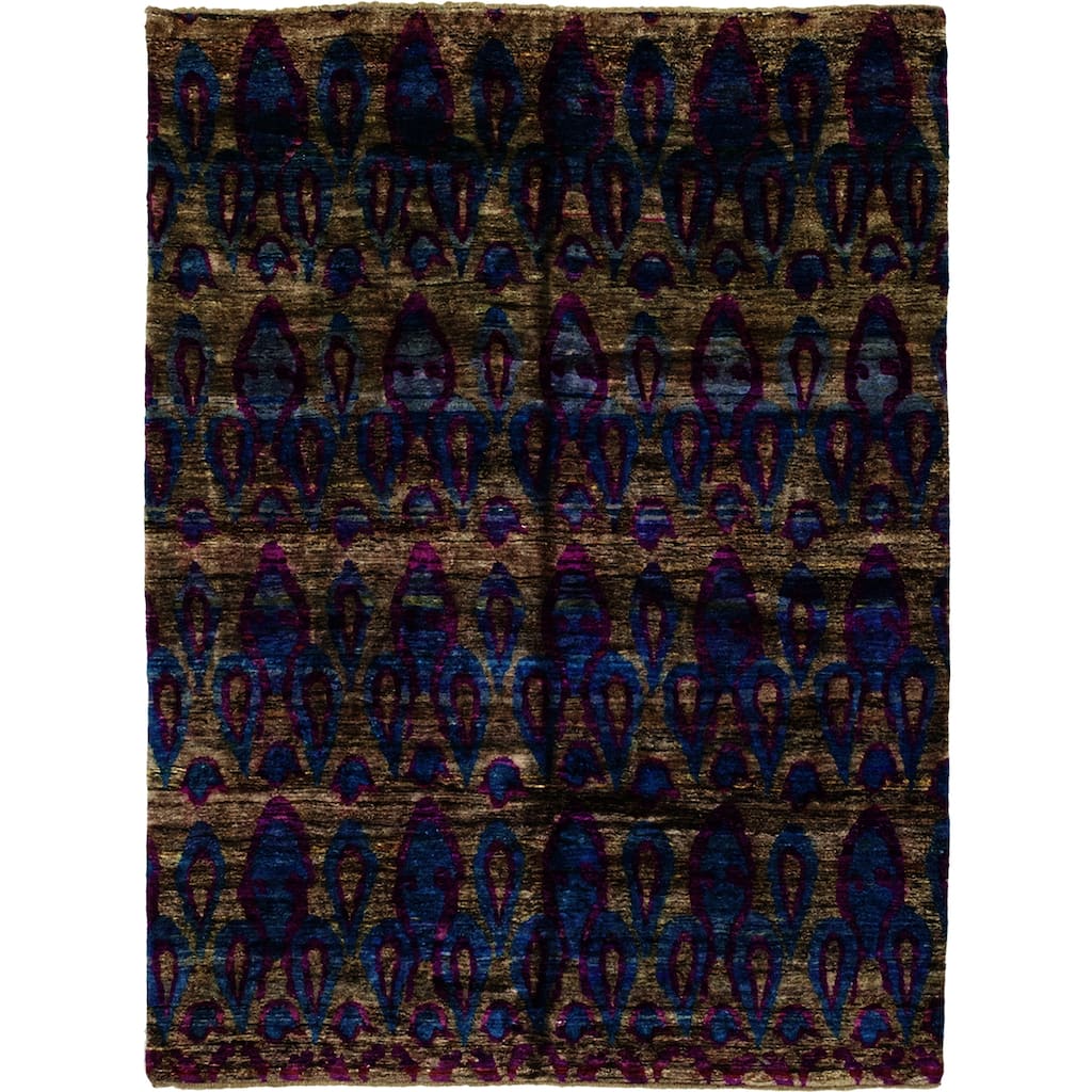 Sari Silk Ikat Blue Area Rug - 8'10" x 11'10"/Surplus