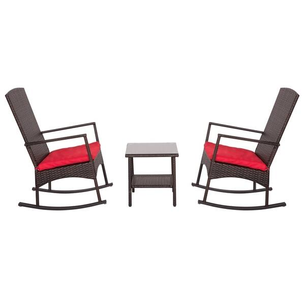 Shop Kinbor 3 Piece Wicker Rocker Chair Set Patio Bistro Set