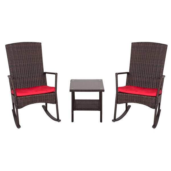 Shop Kinbor 3 Piece Wicker Rocker Chair Set Patio Bistro Set