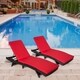 Kinbor 2-piece Outdoor Chaise Lounge Chair All-weather PE Rattan Wicker Chaise Lounge Chair Furniture w/Cushions - Thumbnail 1