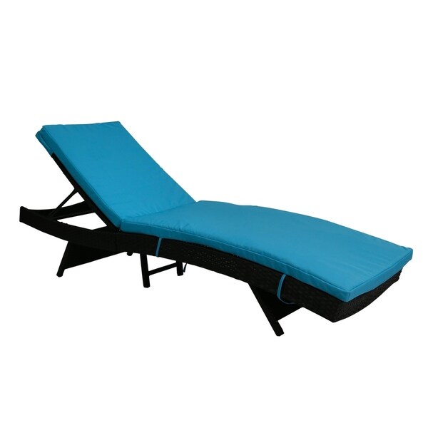 Kinbor Outdoor Patio Adjustable Chaise Lounge Chair All-weather PE Rattan Wicker Chaise Lounge Furniture w/Cushions