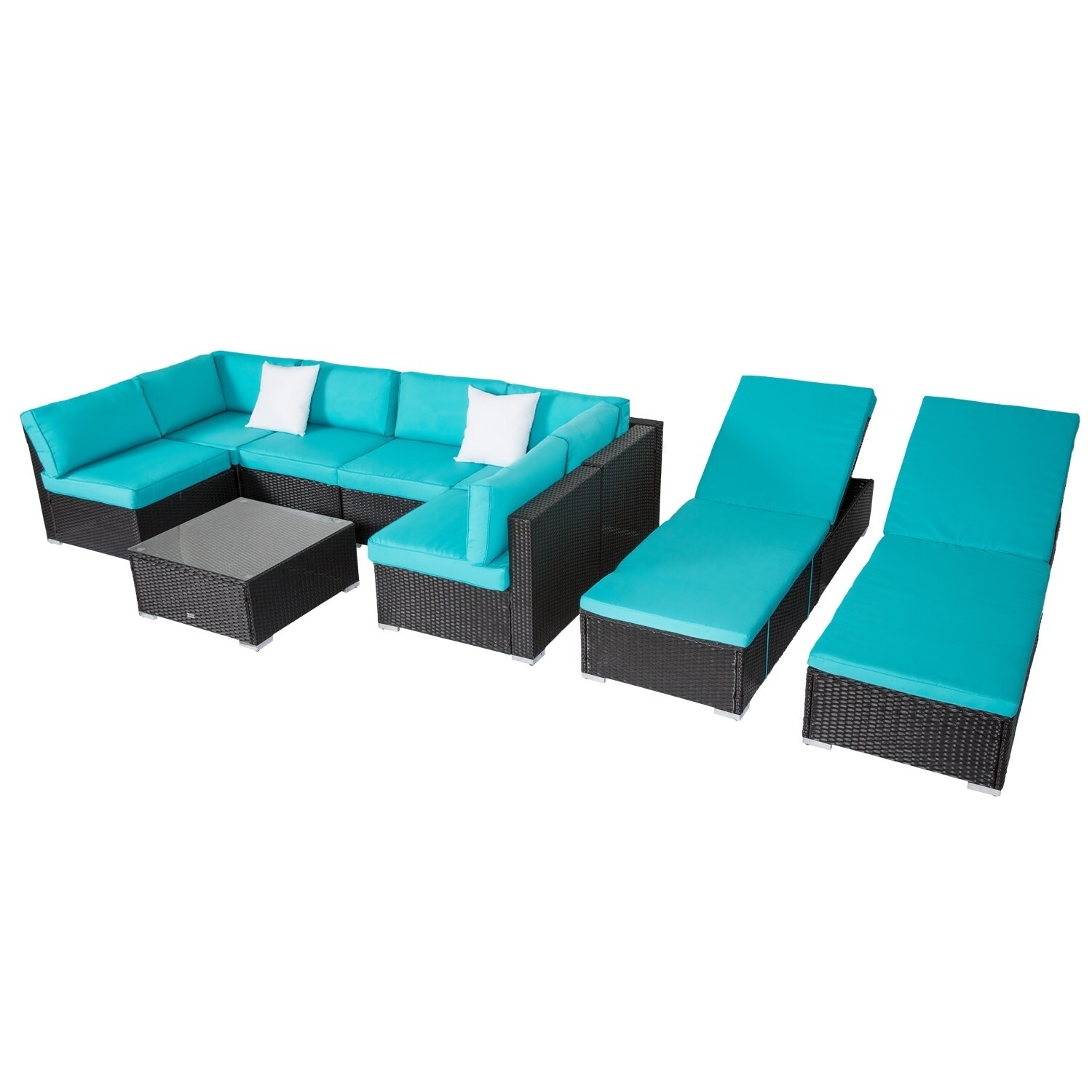 Shop Kinbor 9pcs Outdoor Patio All Weather Rattan Wicker Sofa Sectional Adjustable Chaise Lounge Furniture Set Overstock 23033301