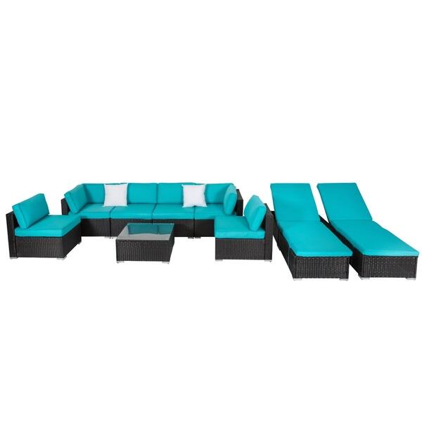Kinbor 9pcs Outdoor Patio All Weather Rattan Wicker Sofa Kinbor 9pcs Outdoor Patio All Weather Rattan Wicker Sofa Sectional Adjule Chaise Lounge Furniture Set