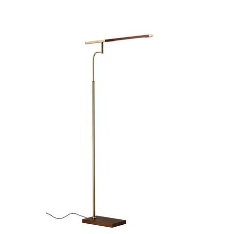 Adesso Barrett Walnut with Antique Brass LED Floor Lamp