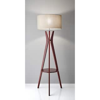 Adesso Bedford Solid Walnut Wood Tripod Shelf Floor Lamp