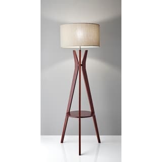 Adesso Bedford Solid Walnut Wood Tripod Shelf Floor Lamp - Bed Bath ...